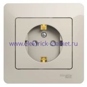 Systeme Electric Glossa Молочный Розетка с/з со шторками (в сборе)  GSL000944