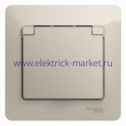 Systeme Electric Glossa Молочный Розетка с/з со шторками с крышкой IP20 (в сборе) GSL000946