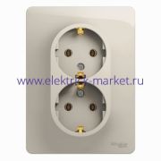 Systeme Electric Glossa Молочный Розетка 2-ая с/з (в сборе) GSL000924
