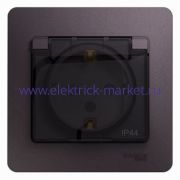 Systeme Electric Glossa Сиреневый туман Розетка 1-я 16А IP44 250В с заземл. защ. шторки с крышкой в сборе GSL001448