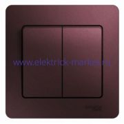 Systeme Electric Glossa Баклажановый Выключатель 2-клавишный сх.5, 10AX (в сборе) GSL001152