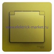 Systeme Electric Glossa Фисташковый Розетка с/з со шторками с крышкой IP20 (в сборе) GSL001046