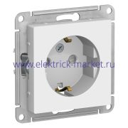 System Electric AtlasDesign Бел Розетка с/з со шторками, 16А, механизм ATN000145