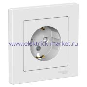 System Electric AtlasDesign Бел Розетка с/з со шторками, 16А, в сборе ATN000144