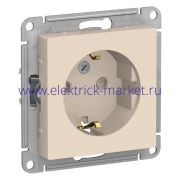 System Electric AtlasDesign Беж Розетка с/з со шторками, 16А, механизм ATN000245