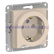 System Electric AtlasDesign Беж Розетка с/з со шторками с выталк., 16А, механизм ATN000247