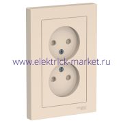 System Electric AtlasDesign Беж Розетка б/з двойная, со шторками,16А, в сборе ATN000222