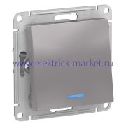 Systeme Electric AtlasDesign Алюминий Переключатель 1-клавишный с подсветкой, сх.6а, 10АХ, механизм ATN000363