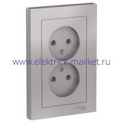System Electric AtlasDesign Алюминий Розетка б/з двойная, 16А, в сборе ATN000320