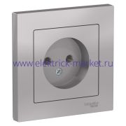 System Electric AtlasDesign Алюминий Розетка б/з, 16А, в сборе ATN000340