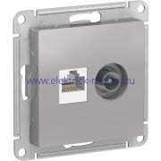 Systeme Electric  AtlasDesign Алюминий Розетка двойная комп+ТВ, RJ45+TV, кат.5E, механизм ATN000389