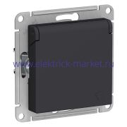 System Electric AtlasDesign Карбон Розетка с/з, со шторками, с крышкой, 16А ATN001046