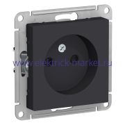 System Electric  AtlasDesign Карбон Розетка б/з со шторками, 16А, механизм ATN001049