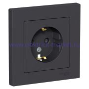 System Electric AtlasDesign Карбон Розетка с/з со шторками, 16А, в сборе ATN001044