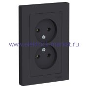 System Electric AtlasDesign Карбон Розетка б/з двойная, 16А, в сборе ATN001020