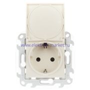 Simon 24 Слоновая кость Розетка 2К+3 Sсhuko IP44 c крышкой и защитными шторками 2450448-031