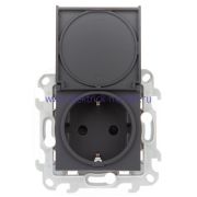 Simon 24 Графит Розетка 2К+3 Sсhuko IP44 c крышкой и защитными шторками 2450448-038