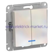 Systeme Electric AtlasDesign Жемчуг Выключатель 2-клавишный с подсветкой, сх.5а, 10АХ, механизм ATN000453