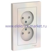 System Electric AtlasDesign Жемчуг Розетка б/з двойная, со шторками,16А, в сборе ATN000422