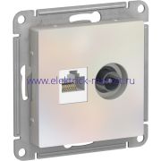Systeme Electric AtlasDesign Жемчуг Розетка двойная комп+ТВ, RJ45+TV, кат.5E, механизм ATN000489