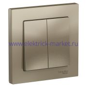 Systeme Electric AtlasDesign Шампань Выключатель 2-клавишный сх.5, 10АХ, в сборе ATN000552