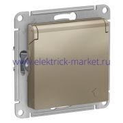 Systeme Electric AtlasDesign Шампань Розетка с/з, со шторками, с крышкой, 16А, в сборе ATN000546