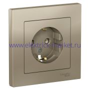 Systeme Electric AtlasDesign Шампань Розетка с/з со шторками, 16А, в сборе ATN000544