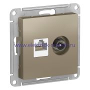 Systeme Electric AtlasDesign Шампань Розетка двойная комп+ТВ, RJ45+TV, кат.5E, механизм ATN000589
