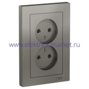 Systeme Electric AtlasDesign Сталь Розетка б/з двойная, 16А, в сборе ATN000920