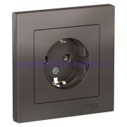 Systeme Electric AtlasDesign Мокко Розетка с/з со шторками, 16А, в сборе ATN000644