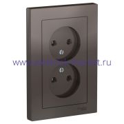 Systeme Electric AtlasDesign Мокко Розетка б/з двойная, 16А, в сборе ATN000620