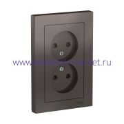 Systeme Electric AtlasDesign Мокко Розетка б/з двойная, со шторками,16А, в сборе ATN000622