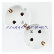 Simon 24 Белая Розетка 2Х2К+3 Sсhuko без защитных шторок 2450459-030