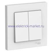 Systeme Electric AtlasDesign Лотос Выключатель 2-клавишный, сх.5, 10АХ, в сборе ATN001352