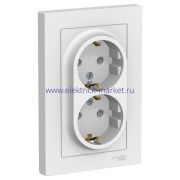 Systeme Electric AtlasDesign Лотос Розетка двойная с/з, 16А, в сборе ATN001324
