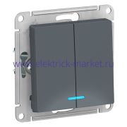 Systeme Electric AtlasDesign Грифель Выключатель 2-клавишный с подсветкой, сх.5а, 10АХ, механизм ATN000753