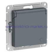 Systeme Electric AtlasDesign Грифель Розетка с/з, со шторками, с крышкой, 16А ATN000746