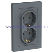 Systeme Electric AtlasDesign Грифель Розетка с/з двойная, 16А, в сборе ATN000724