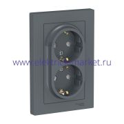 Systeme Electric AtlasDesign Грифель Розетка с/з двойная, со шторками, 16А, в сборе ATN000726