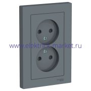 Systeme Electric AtlasDesign Грифель Розетка б/з двойная, со шторками,16А, в сборе ATN000722