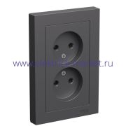 Systeme Electric AtlasDesign Базальт Розетка двойная б/з,16А, в сборе ATN001420