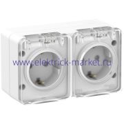 Systeme Electric AtlasDesign Profi54 Наруж Белый Розетка 2-ая с/з со шт., 16А 250B IP54 ATN540126