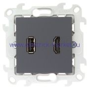 Simon 24 Графит Коннектор HDMI+USB 2.0 2411095-038