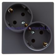 Simon 24 Графит Розетка 2Х2К+3 Sсhuko без защитных шторок 2450459-038