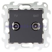 Simon 24 Графит Розетка TV-SAT проходная 2410485-038