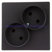 Simon 24 Графит Розетка двойная 2К без защитных шторок 2450457-038