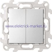 Simon 24 Алюминий Двухклавишный выключатель 10AX 250В~ 2450398-033