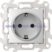 Simon 24 Алюминий Розетка с заземлением и шторками Schuko 2Р+Е 16A 250В~ 2450432-033