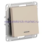 Systeme Electric AtlasDesign Песочный Выключатель 1-клавишный с подсветкой, сх.1а, 10АХ, мех. ATN001213