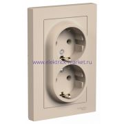 Systeme Electric AtlasDesign Песочный Розетка двойная с/з, 16А, в сборе ATN001224